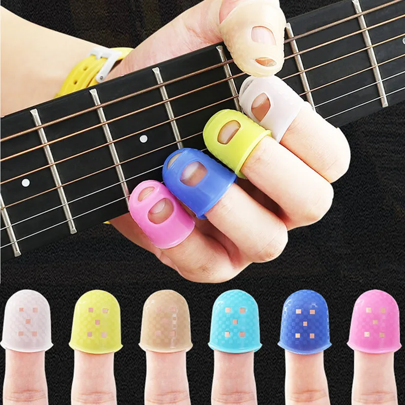 5Pcs Colorful Silicone Thimbles Hollowed Out Breathable Playing Guitar Protective Finger Sleeve DIY Crafts Sewing Tool Supplies