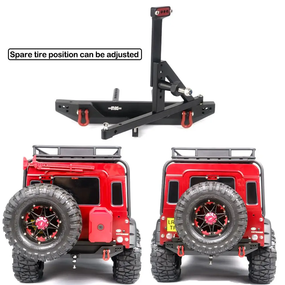 For Trax Trx-4 Defender Axial Scx10 Ii 90046 90047 Metal Rear Bumper Can Be Fitted With Spare Tires