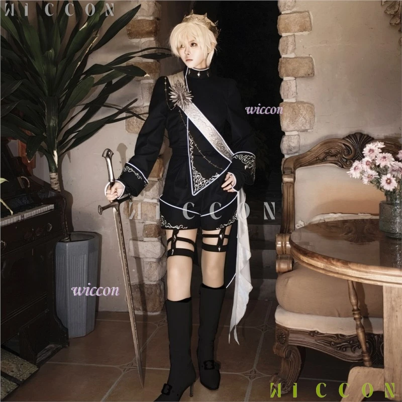 Conjunto Original Jirai Kei Ouji Gothic Lolita – Atuendo femboy estilo príncipe ornamentado con faja + blusa a medida + pantalones cortos