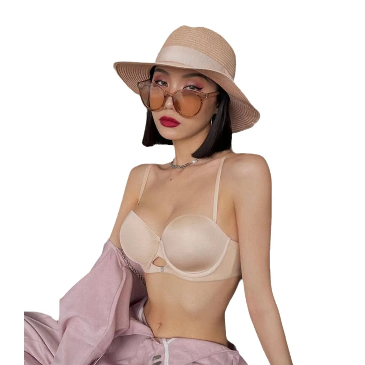 Ubaulgerie seno piccolo femminile raccolto lucido invisibile sexy non marking reggiseno confortevole supporto superiore reggiseno anti-cedimento femminile