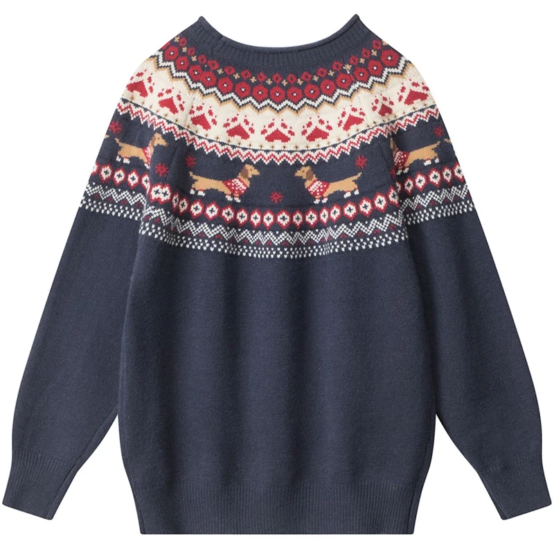 

Свитер с мультяшным узором Fair Island, мужской трикотаж, пуловер в этническом стиле, осень-зима, мужской жаккардовый рождественский свитер, пуловер