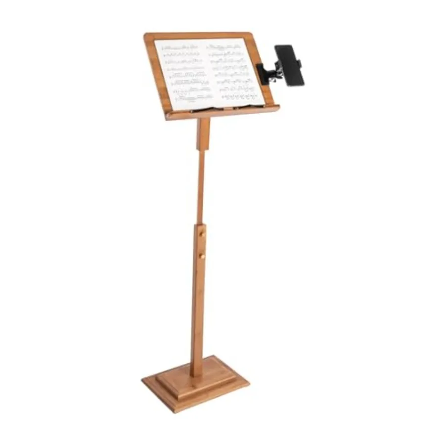 

Wooden Portable Sheet Music Stand with Rotatable Phone Holder Height Adjustable from 39.4-51.2in Desktop Book Stand for Music P