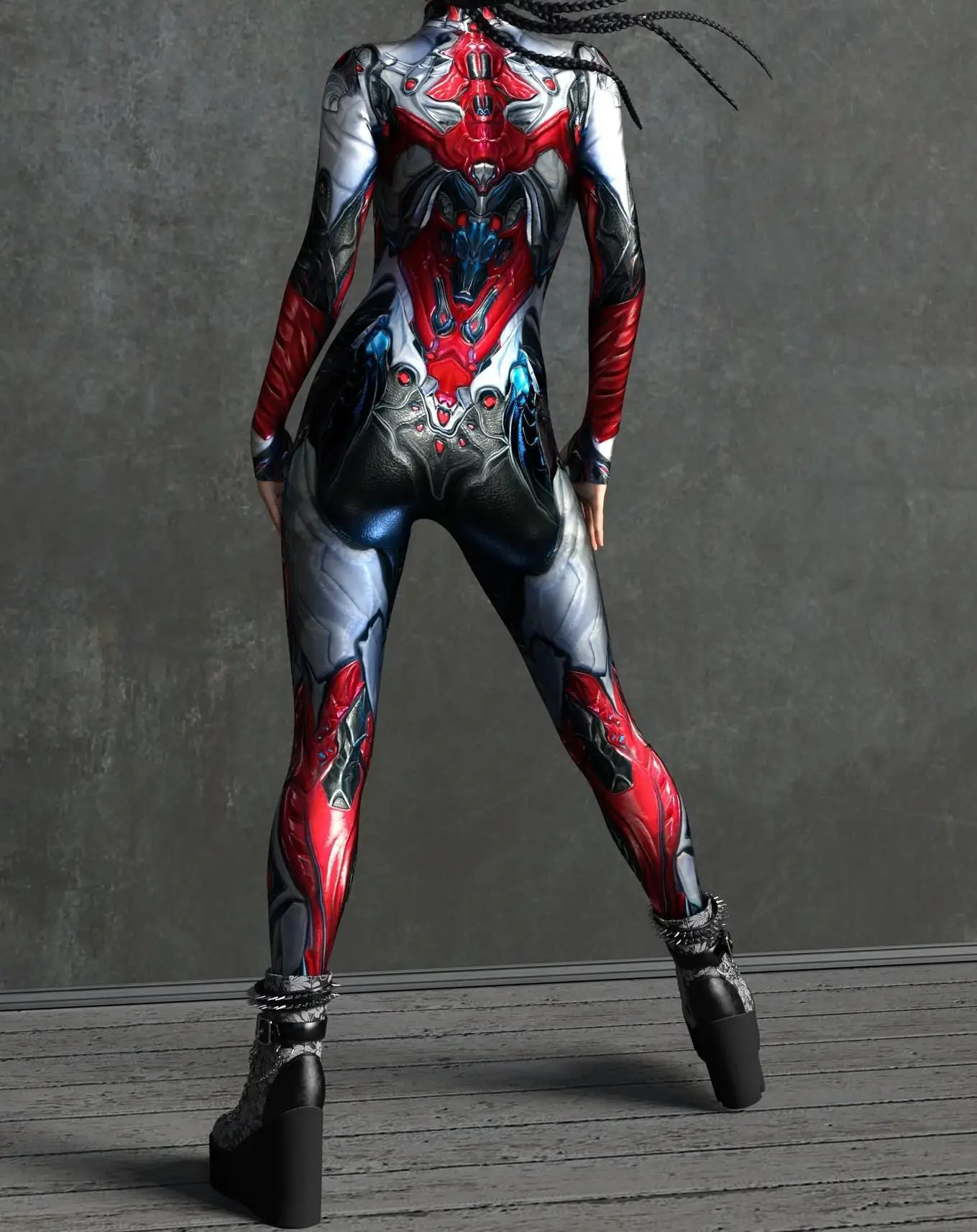 Cooles mechanisches Rüstungs-Cosplay-Kostüm für Frauen, Punk-Bodysuit, elastischer Jumpsuit für Feiertagspartys, ausgefallene Aerial-Yoga-Auftritte, Catsuit – Detail 23