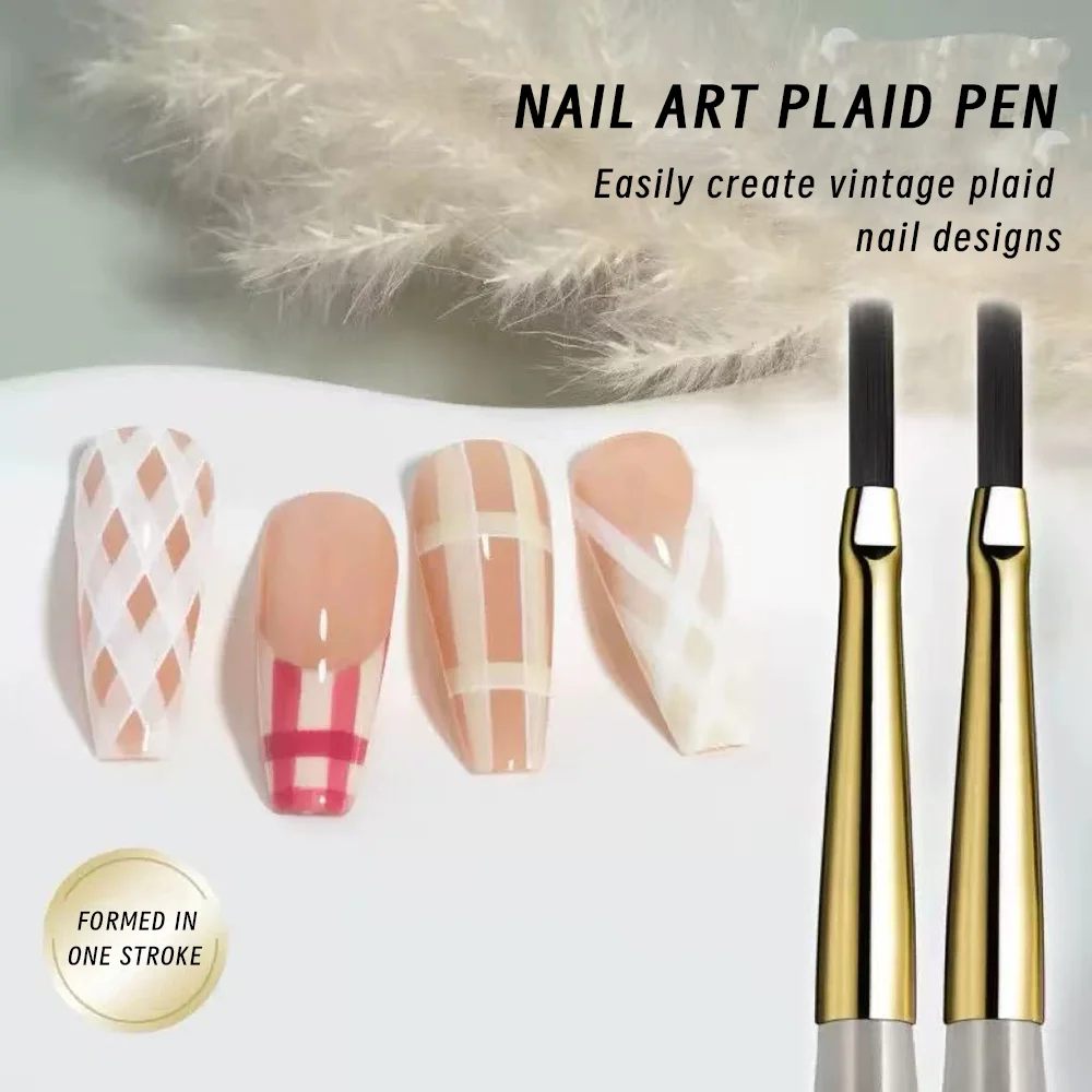 1Pcs French Stripe Checker Nail Art Brush Line Plaid Grid Gradient Pattern Painting Drawing Pen for UV Gel Polish Manicure Tools