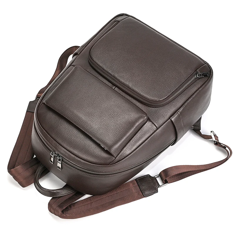 2026 Hot Fashion Genuine Leather Backpack Real Cowskin Travel Backpacks Men Women Daypack Black Brown Bagpack Bag For School