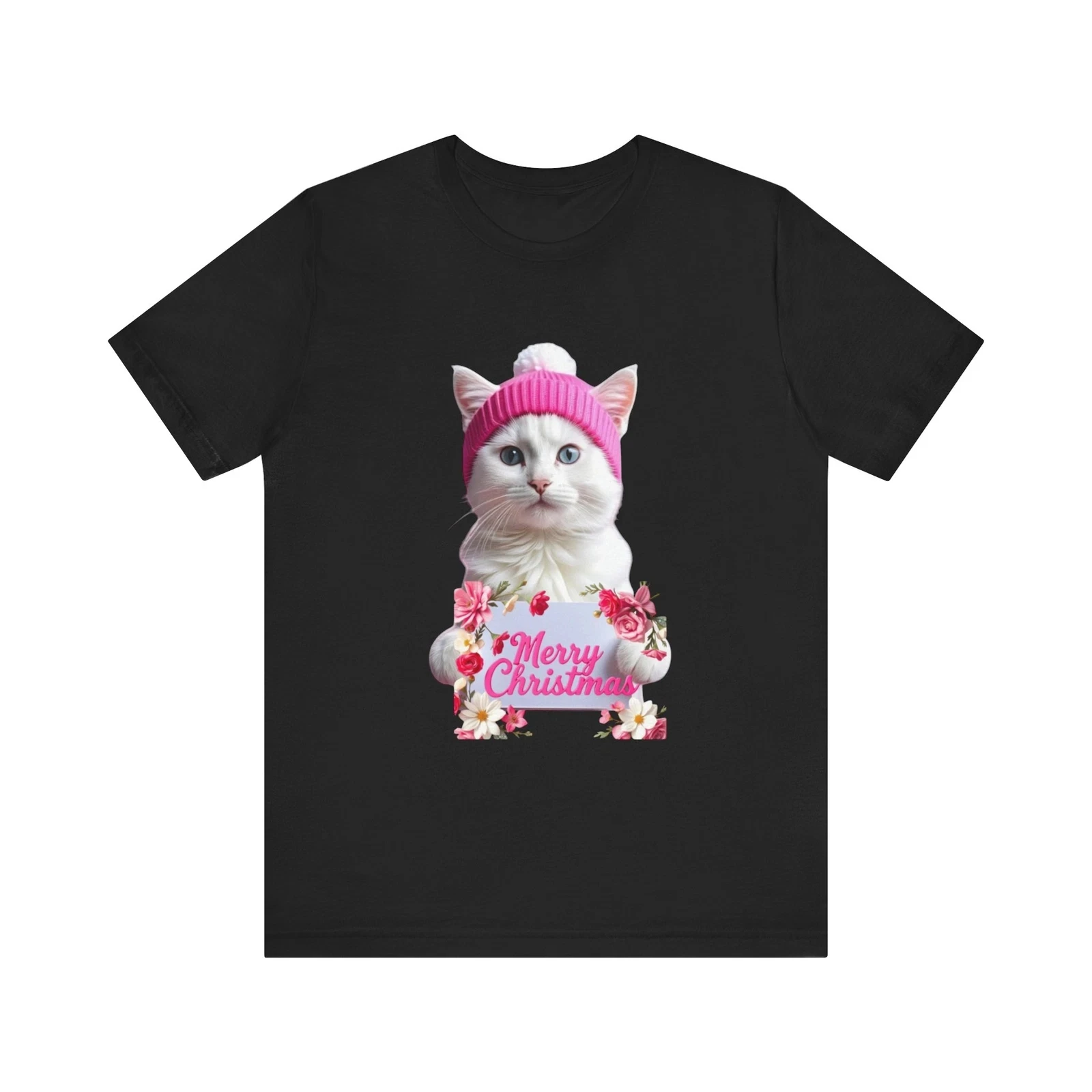 

Merry Christmas Cat Graphic Printing Summer Luxury Brand Cotton Men's and Women's T-Shirts Short Sleeves Street Fashion Trend