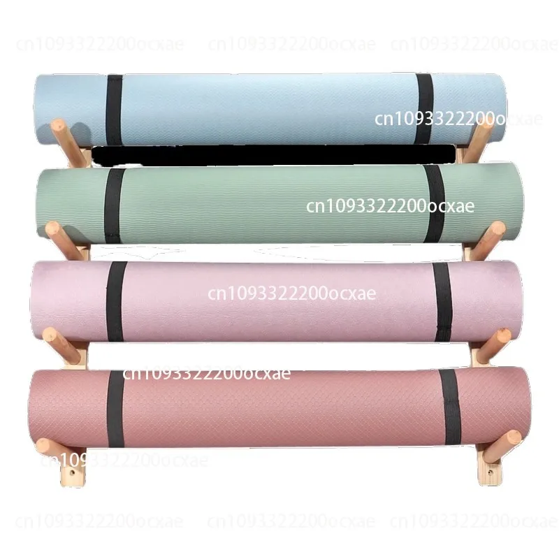 

Solid wood yoga mat storage rack, wall-mounted shelf, rolling yoga studio mat holder