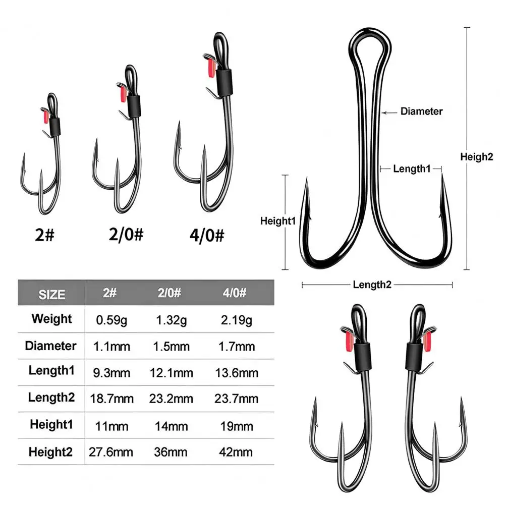 

Live Shrimp Hook Kit High Carbon Steel Fishing Hooks Heavy Duty Double Fishing Hook Set for Live for Freshwater for Anglers