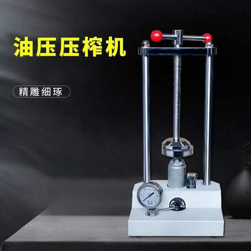 Hydraulic press, hydraulic press technician with pressure gauge