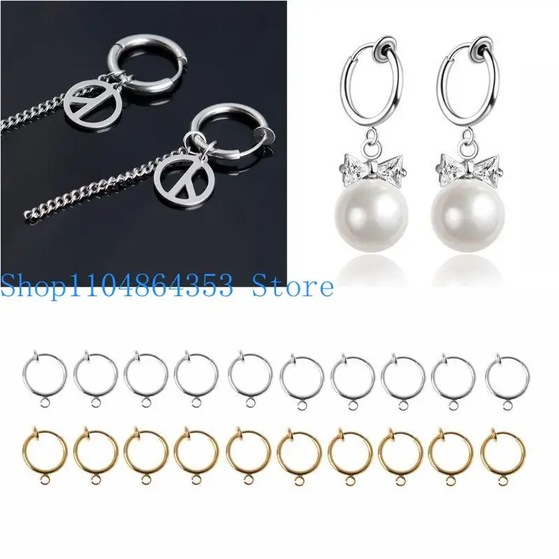 652F 10Pcs/set Gold Clip-on Hoop Earrings Earring Wedding Party Favor