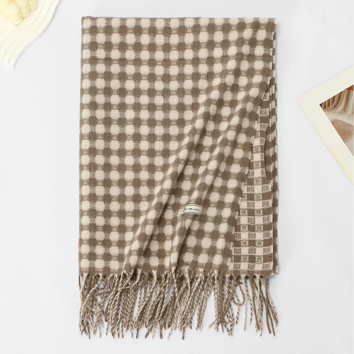 Neuer Leoparden-Kaschmirschal für Damen, Winter, hält warm, modischer kariertes, langer Schal, Damen-Wickel, dicker Pashmina, für den Außenbereich – Detail 40
