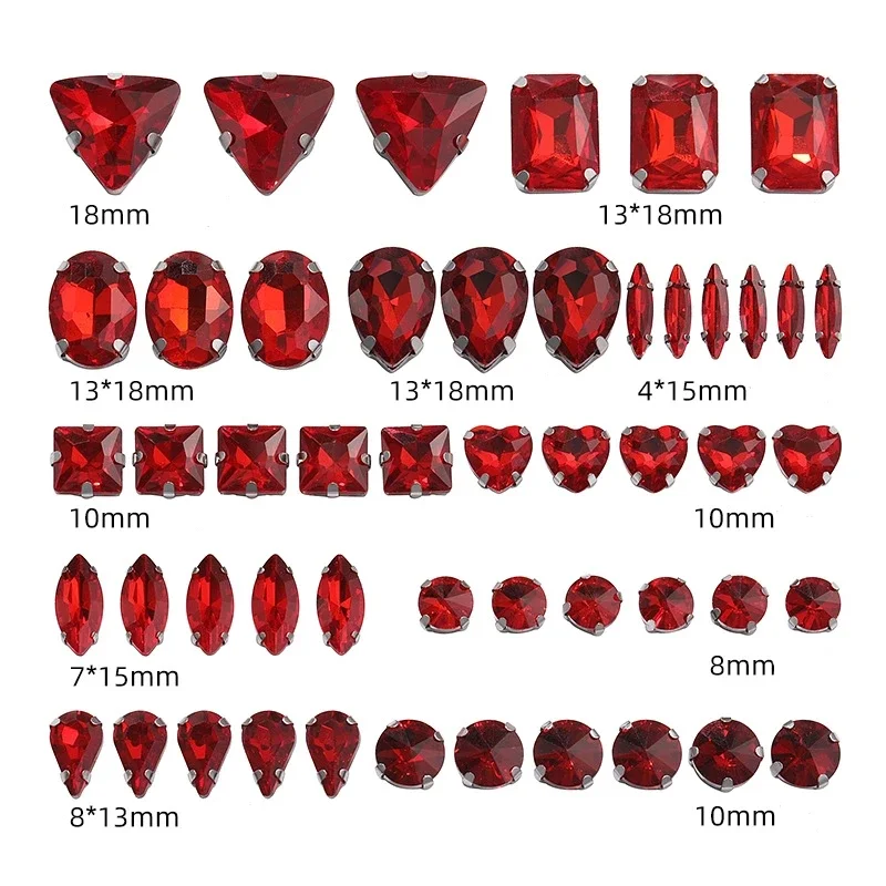 Strass de garra de cristal de vidro, 50 peças, formato misto, parte traseira lisa, cores ab, base prateada para roupas diy, sapatos, artesanato, contas