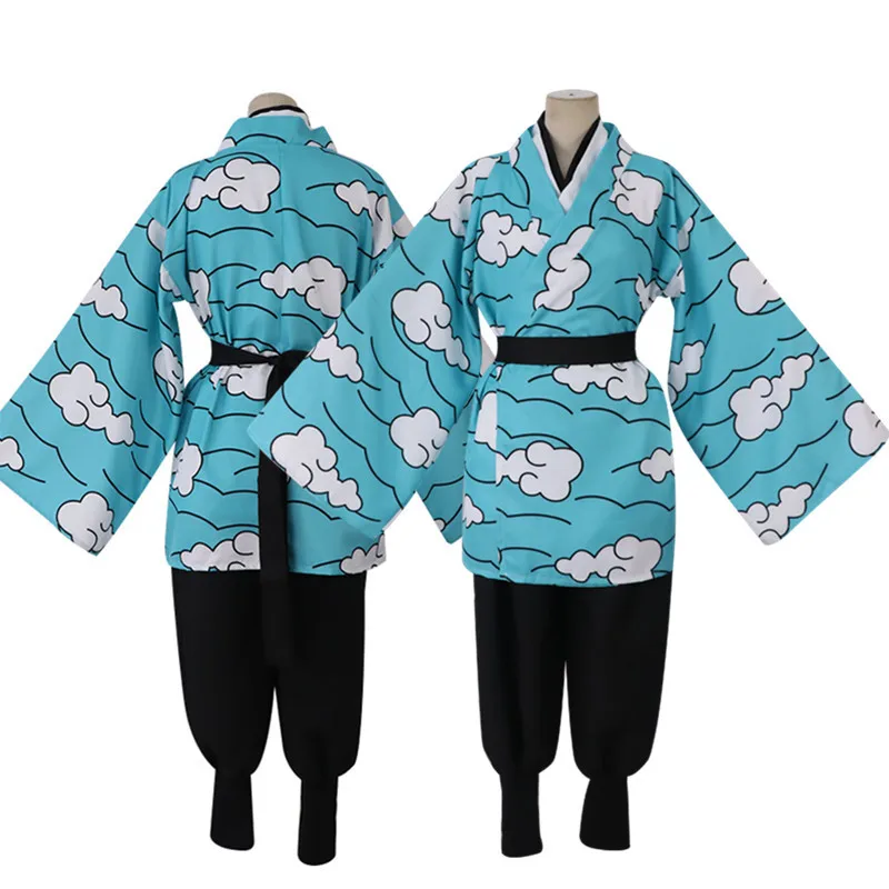 Anime Kamado Tanjirou Cosplay Traje para Homens e Mulheres, Urokodaki, Sakonji, Céu Azul Nuvem Uniforme, Kimono, Traje de Halloween, Adereços Máscara