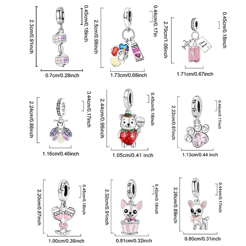 925 Sterling Silver Purple Series Love Heart Flower Safety Chain Charm Beads Fit Original Bracelets Bangles Jewelry Gift