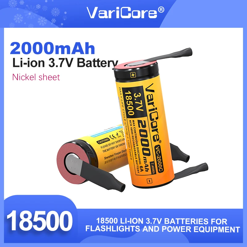1-60 шт. VariCore VC-2000C 18500 2000 мАч 3,7 В литий-ионный аккумулятор Recarregavel для фонарика, сухой никель «сделай сам»