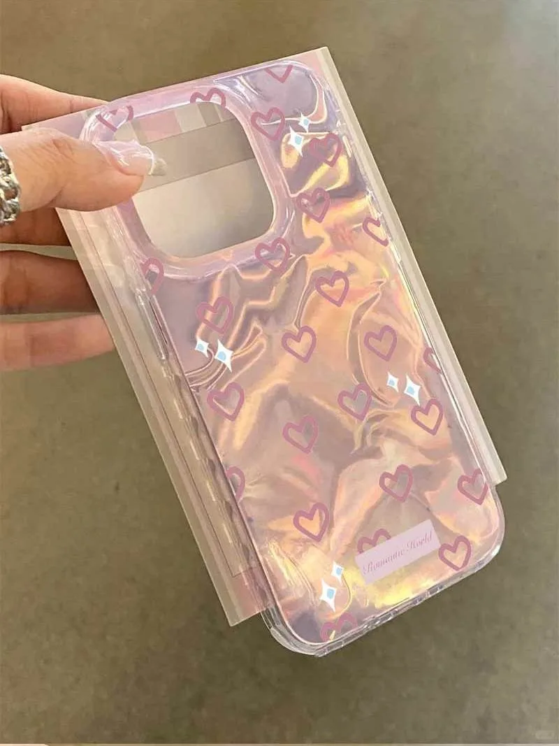Luxury Pink Love Heart Case Compatible for IPhone 16 13 15 11 12 14 Pro Max 8 7 Plus XR XS X Max SE 2022 Pearly Bracelet Cover