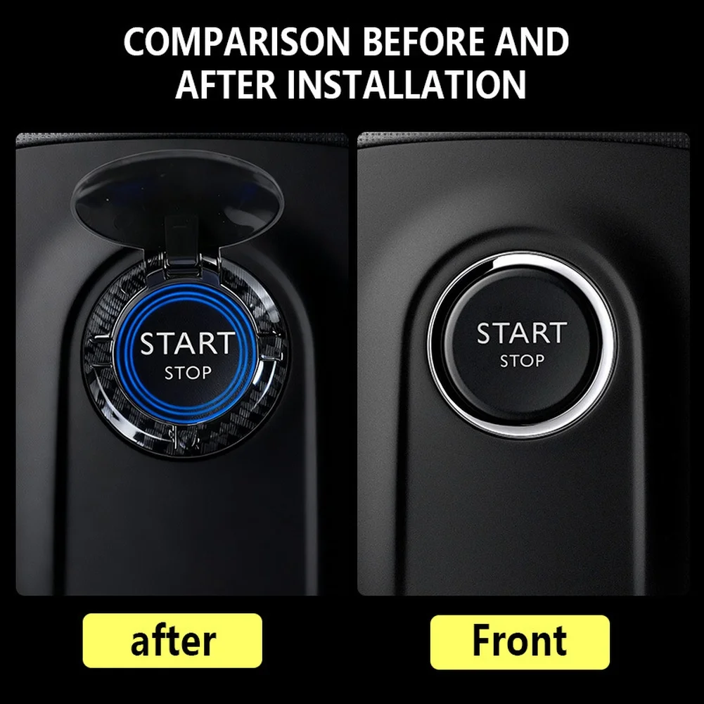 Carbon Fiber Lid Start Button Cover Carbon Fiber Material ABS Backing Backing Lightweight Design Easy Installation