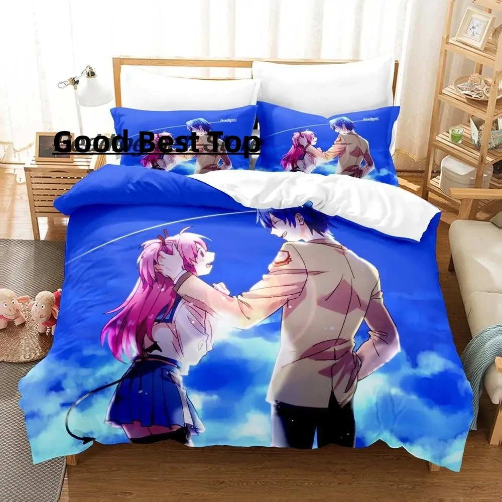 2023 Angel Beats Bedding Set Single Twin Full Queen King Size Bed Set Aldult Kid Bedroom Duvetcover Sets Anime Bed Sheet Set