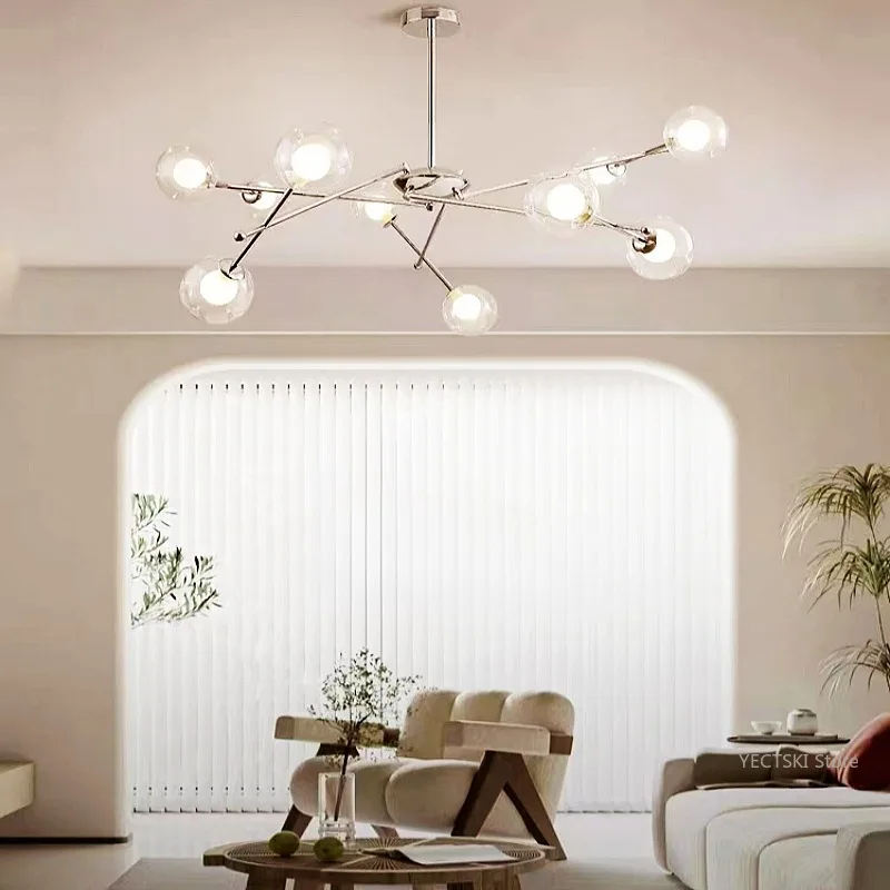 Nordic modern minimalist living room chandelier dining room master bedroom cozy room light Libra magic bean molecular light