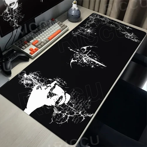 Imagen 2 del producto Alfombrilla de escritorio Cool Sword Art, alfombrilla de goma de gran tamaño XXL con símbolo gótico, alfombrilla negra para ratón, accesorios para ordenador y PC, alfombrilla para teclado de juegos