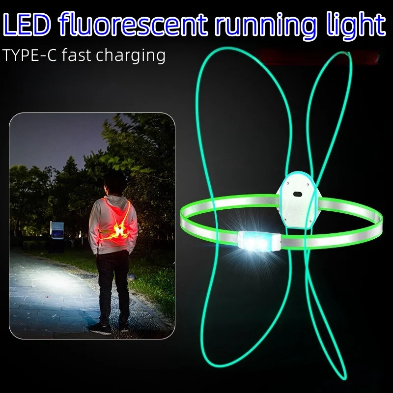 

LED Fluorescent Night Running Light 6 Gear Dimming Portable Wearable Night Running Light High Brightness Type-c Charging Light