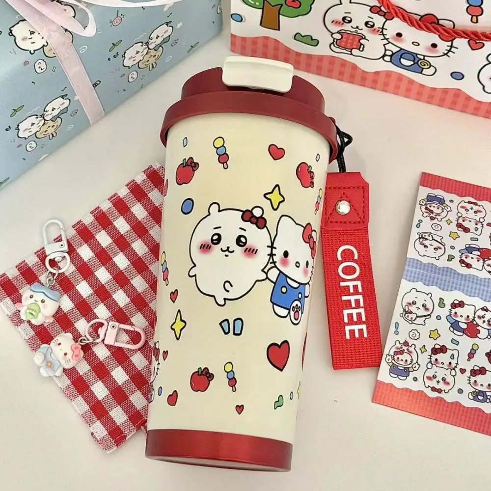 

Miniso 500 мл Kawaii Sanrio Hello Kitty Cup Chiikawa термос аниме милый студенческий напиток вода на открытом воздухе изоляция для девочек