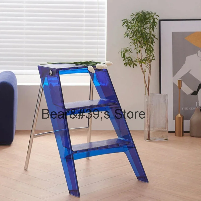 Designer Step Stool PC Plastic Stairs Ins Bedside Shelf Flower Table Shop Studio Display Rack Transparent Foldable Step Ladders