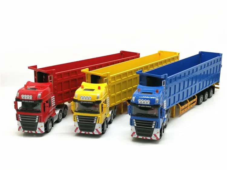 [Funny] Dump truck Semi trailer heavy-duty truck engineering vehicle simulation toy car Collection model toys kids birthday gift