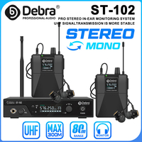 Debra ST-102 Wireless In-Ear Monitor System, Professional Stereo with Bluetooth UHF for Stage, Recording, Studio, Drummers