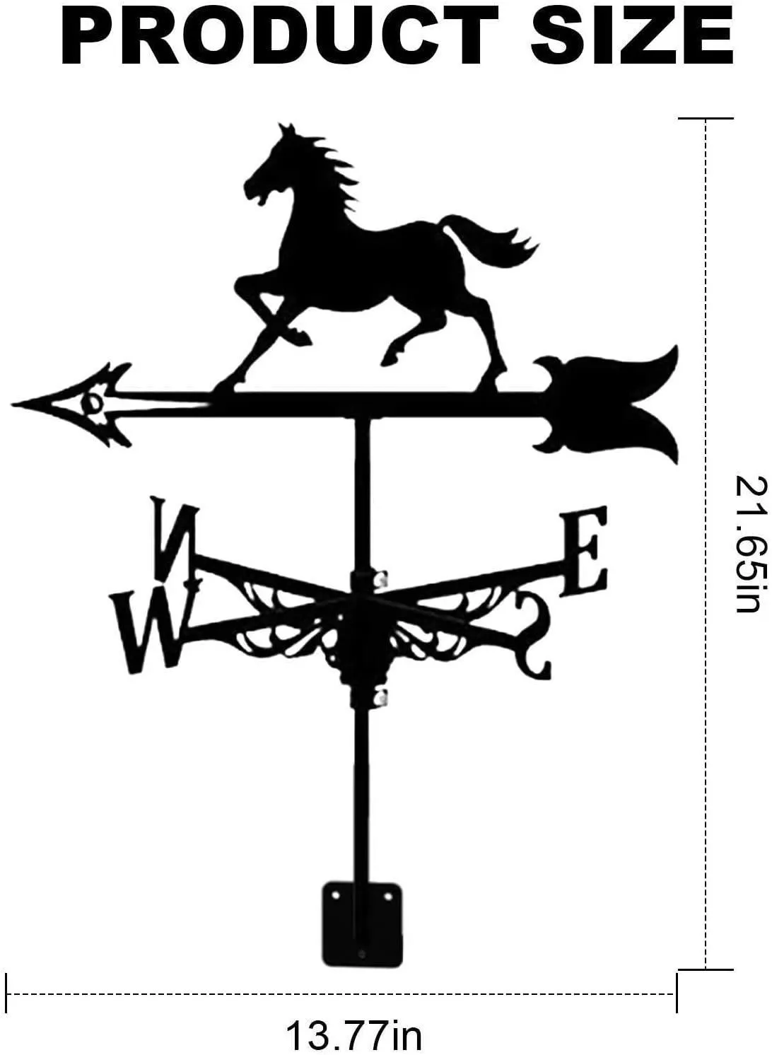 Iron Art Black Steed Vane, Outdoor Roof Garden Decoration, Simulated Animals, Waterproof Decorative Household Items, Farm Signs