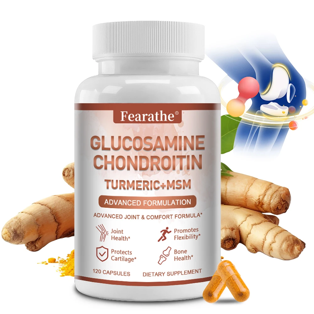 Glucosamine Chondroitin Turmeric + MSM Supplement, Benefits Immune System, Bone, Joint Health, Promotes Joint Flexibility