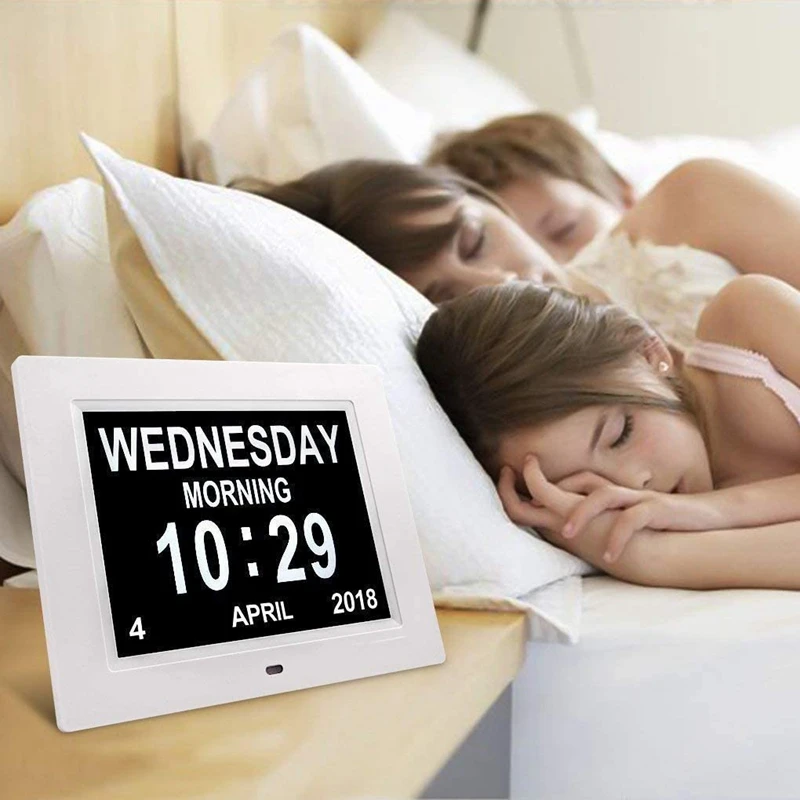 

Retail 7 Inch Digital Calendar Day Clock Large Clear Digits Display Alarm Clock With HD Digital Photo Frame