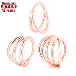 G23 Titanium Septum Piercings Rose Gold Color Nose Rings Hoop Helix Earrings Tragus Cartilage Women Clicke Jewelry Wholesale