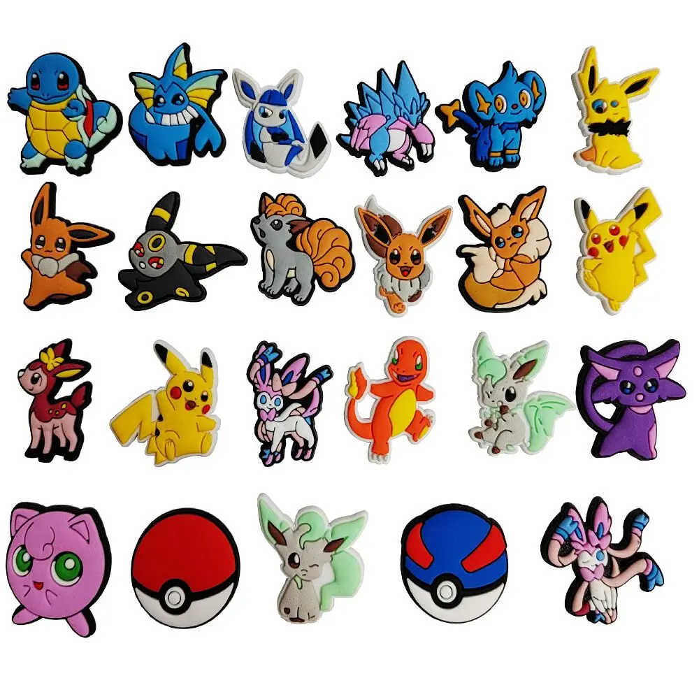 

12/23pcs Pokémon Shoes Charms Accessories Fit Clog Backapck Wristbands sandales Shoe Decorate Buckle Christmas Parties Kids Gift