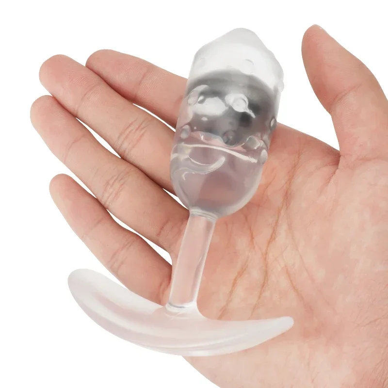 TPE Transparent Anal Plug Built-in Gravity Ball Wearable Butt Plug Prostate Massage Anus Expander Sex Toy for Women Men S M L