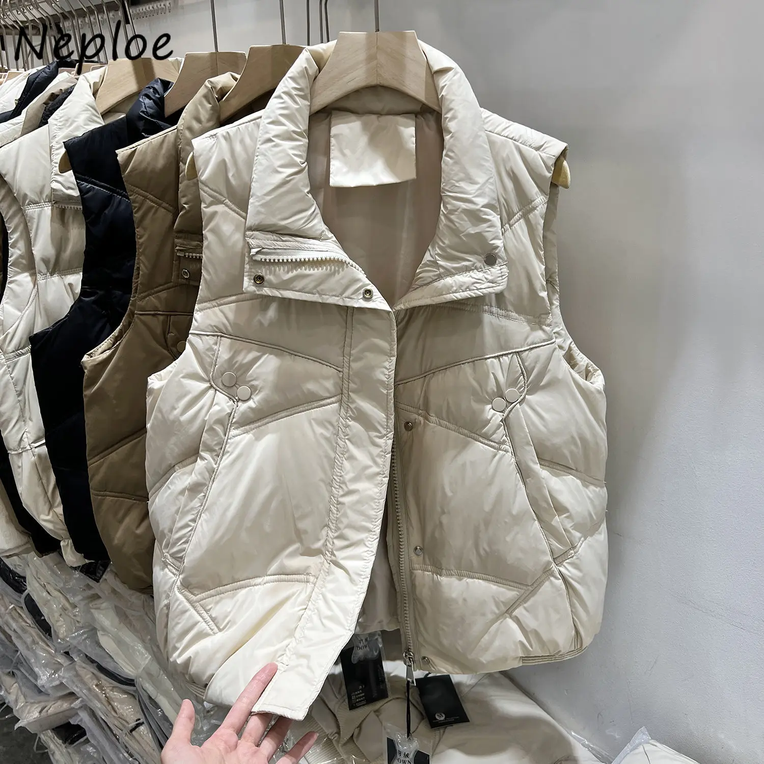 

Neploe Vintage Harajuku Commuter Korea Coat Women Short Bread All-match Zip Moda Vest Minority Bohemian Casual Soft Fresh Mujer
