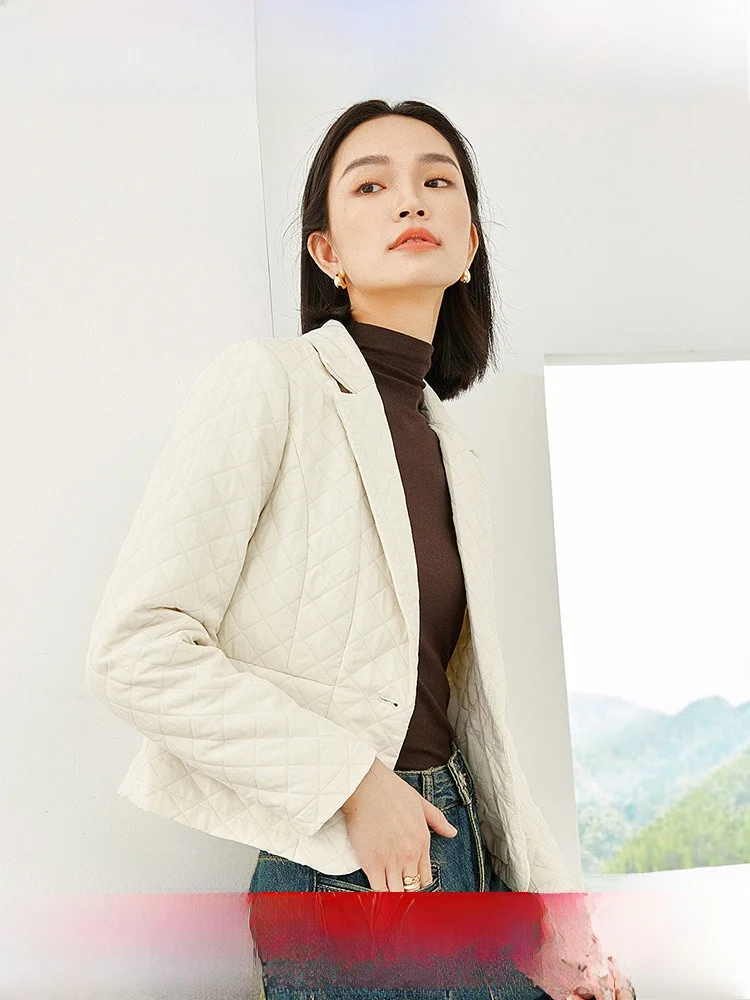 

Ele ort Suit Sle Jaet Women's Autumn Winter Cotton Clothes Slimming Small Cotton Padded Coat Button Detail