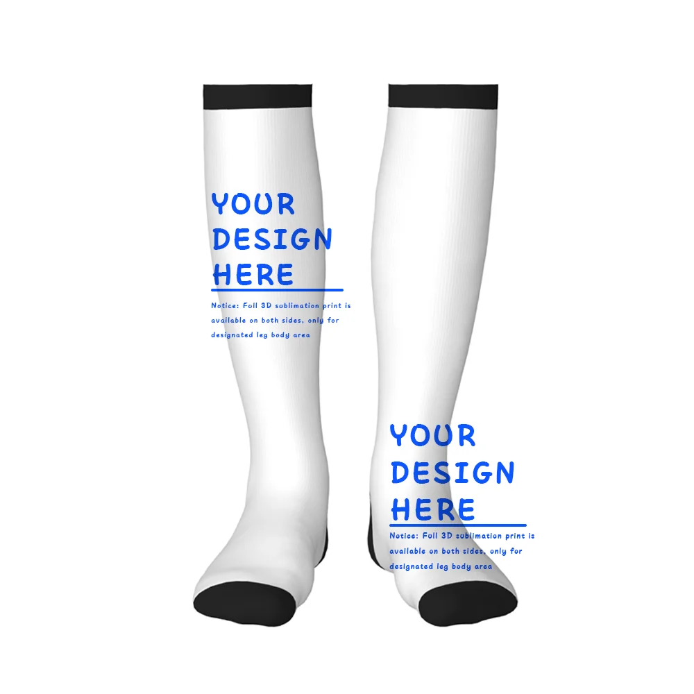 Customized Compression Calf Socks Personal Art Text 3D Sublimation Print Breathable Elastic Pressure Socks For Travel Daily Gift view 2