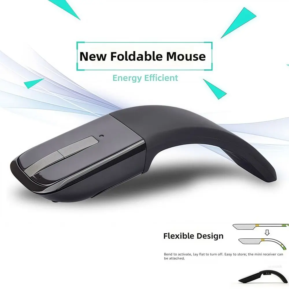 Arc-shaped Touch Folding Mouse Bluetooth/2.4G 1200DPI Bluetooth Mouse Portable Optical Ergonomic Cordless Mouse Smooth Office