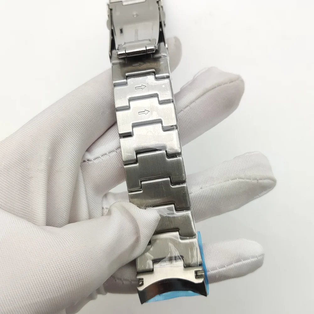 Correa de acero inoxidable para reloj de hombre, accesorio de 20cm, 22mm de ancho, correa de cuentas triples