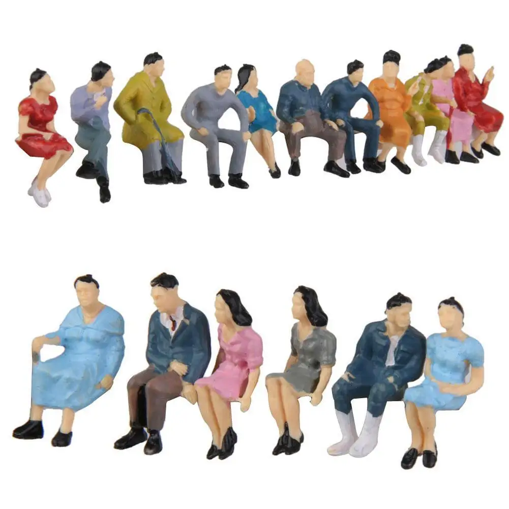 1:87 5pcs Small Sitting Man Sand Table Model Craft Toys Painted Villain Figure Children's Building Playset