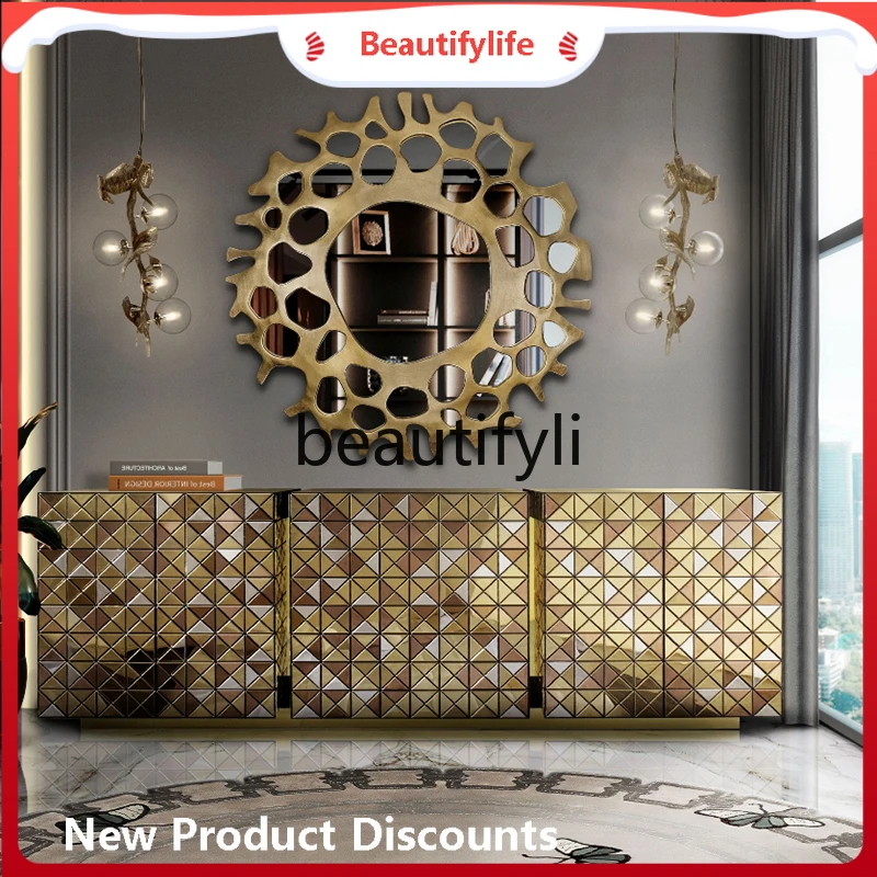 

A32 Italian Style Light Luxury Solid Wood Entryway Cabinet Sideboard Wall-Mounted Home Storage Cabinet Designer