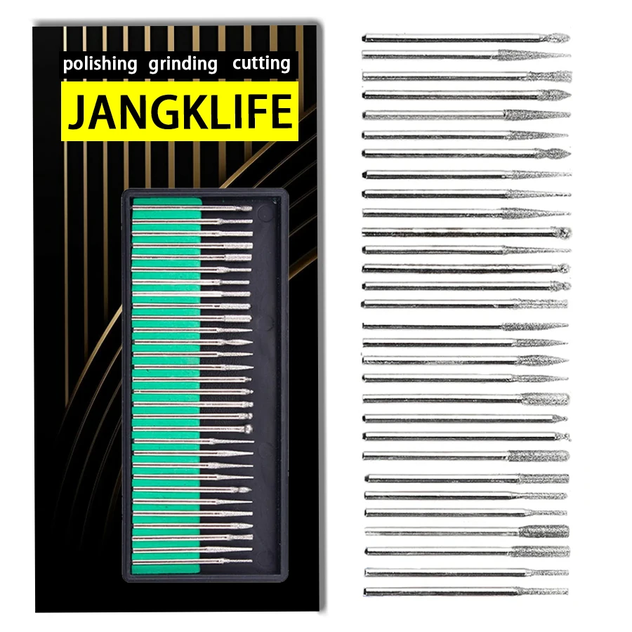 

30 шт., набор алмазных боров с хвостовиком и коробкой для электрической шлифовальной машины Dremel, аксессуары для электропитания, абразивные сверла, набор вращающихся инструментов 2,35/3 мм