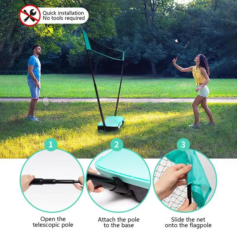 Badminton Net Stand Foldable Outdoor Backyard Volleyball Training Net With Storage Base Family Fun Game For Parties Camping And