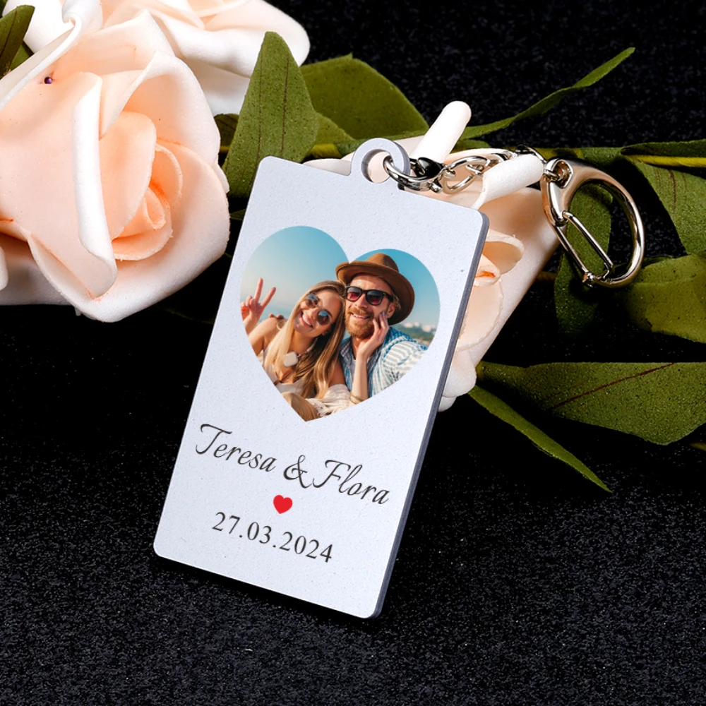 Customized Picture Keychain for Boyfriend Girlfriend Personalized Couple Photo Keychains Birthday Honeymoon Gift Keyring Charm