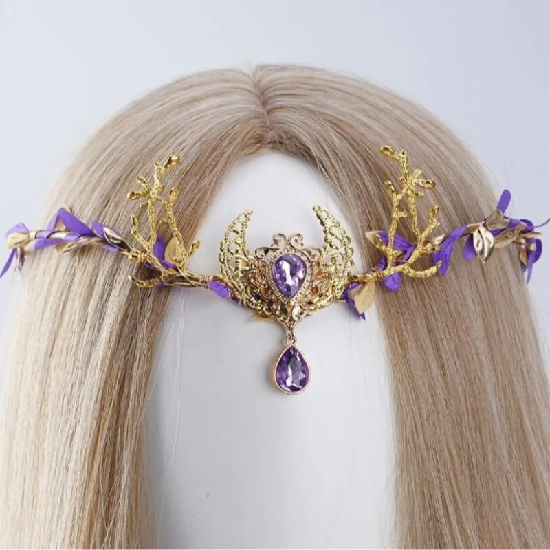 

Moon Woodland Headband Tiara with Branches Fairy Crown Elf Crown For Women Wedding Bride Fairy Butterfly Costume Circlet Flora