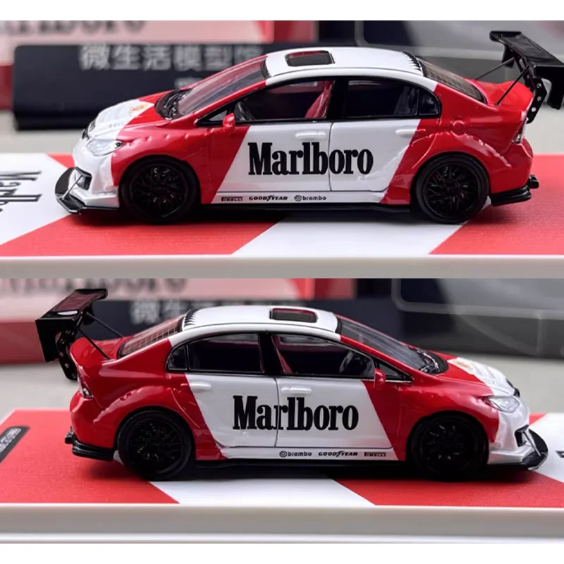 TM 1/64 Honda Civic Marlboro ช้อนโลหะผสมของเล่นมอเตอร์โลหะ Diecast รุ่นของขวัญ