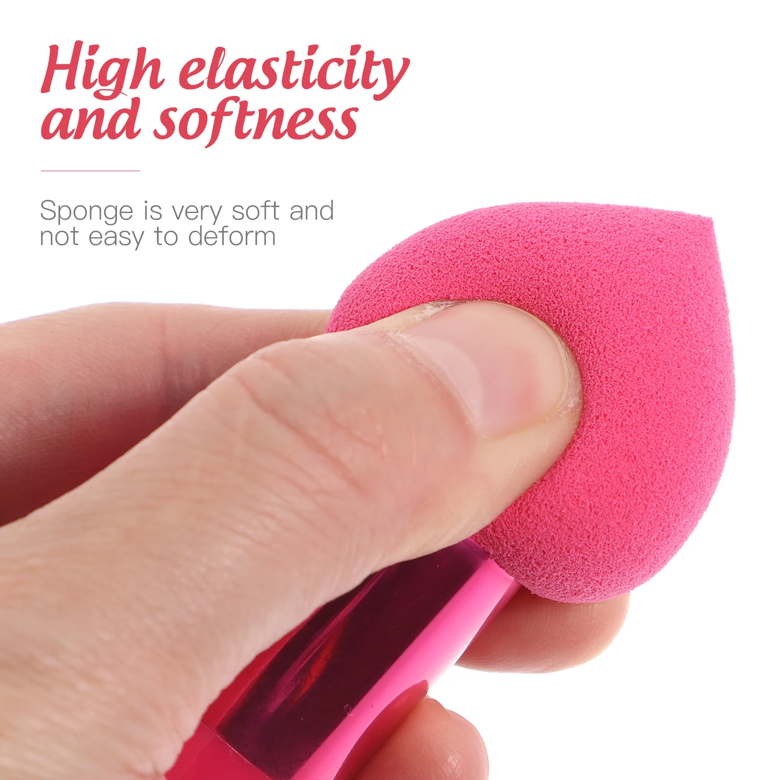 

3pc Water Droplet Makeup Sponge 10.5Cm Red+Blue+Skin Reusable Lollipop Brush For Liquid Cream Foundation