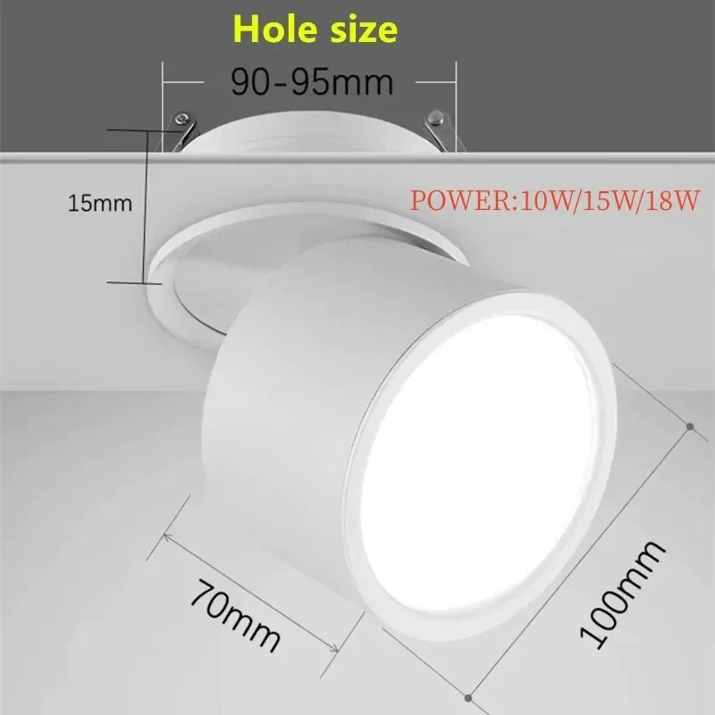 Imagem -05 - Downlights Led Embutidos com Rotação Dobrável Anti-reflexo Lâmpada do Teto Regulável Luzes do Ponto Smd 5730 10w 15w 18w 110v 220v