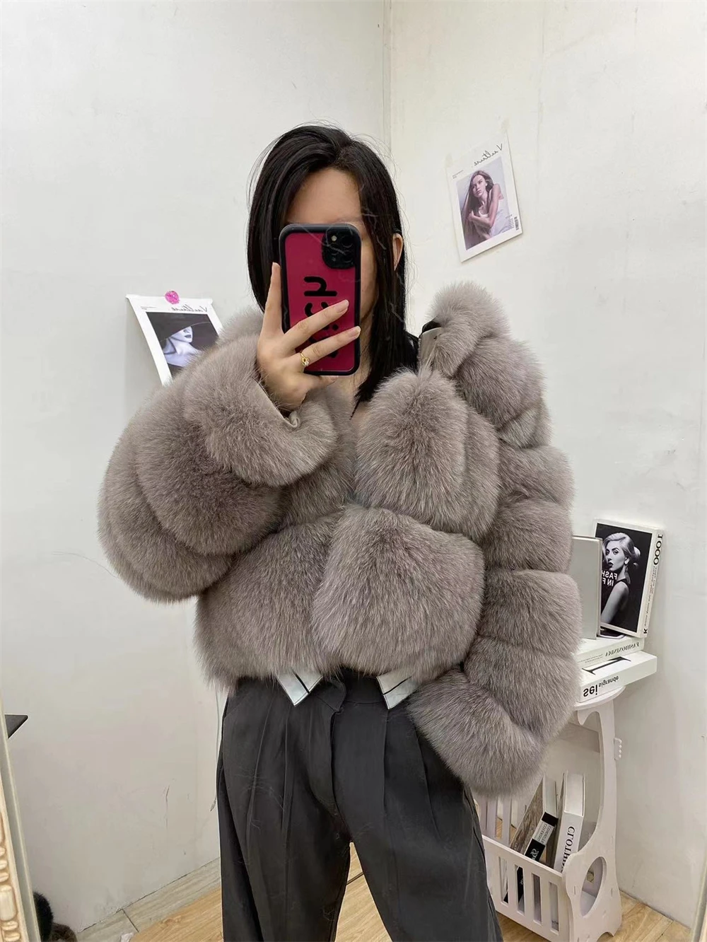 Short Fox Fur Jacket With Hood Women Luxury Long Sleeves Vest Female Hooded Real White Fox Fur Coat For Girls